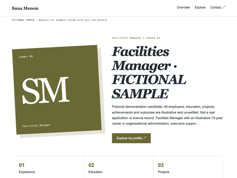Facilities Manager web portfolio preview