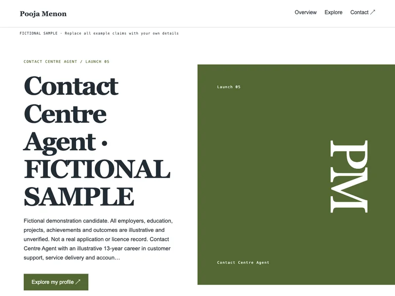 Contact Centre Agent web portfolio preview