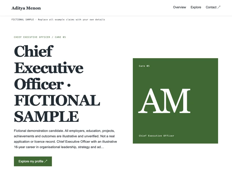 Chief Executive Officer web portfolio preview