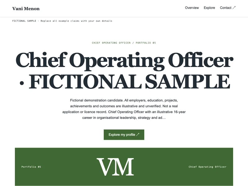 Chief Operating Officer web portfolio preview