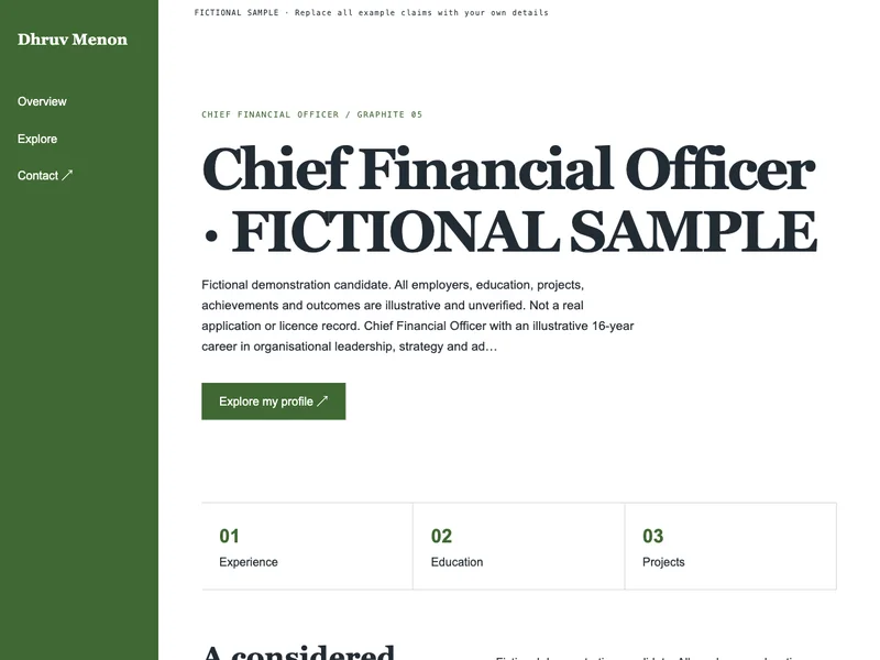 Chief Financial Officer web portfolio preview