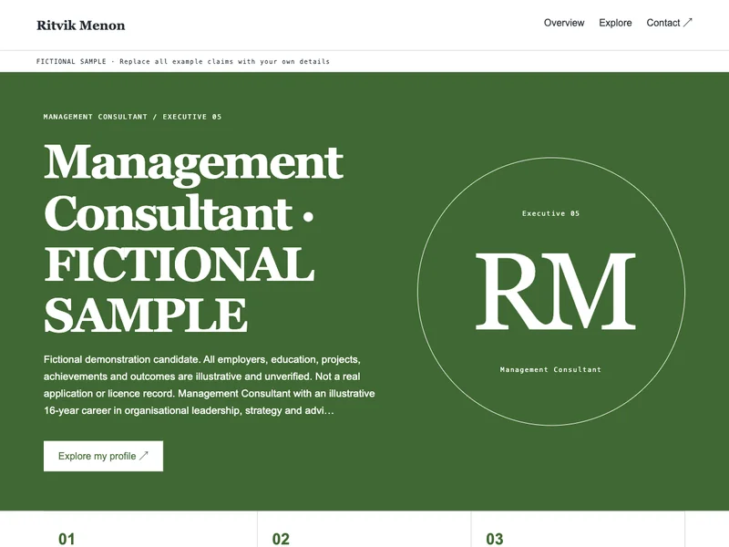 Management Consultant web portfolio preview