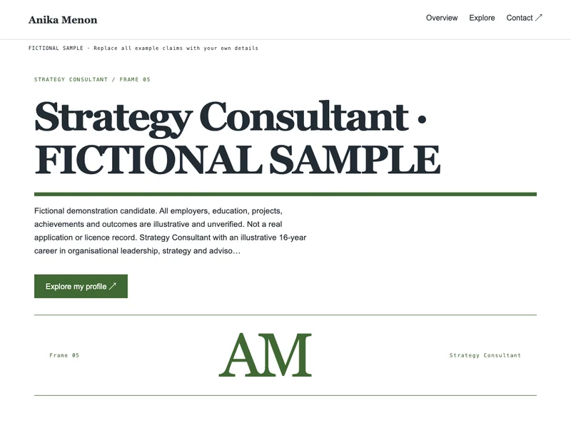 Strategy Consultant web portfolio preview