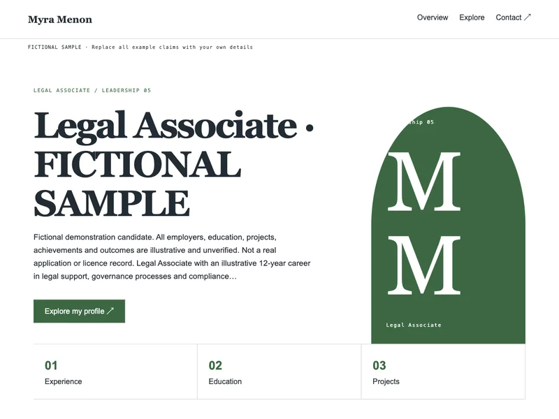 Legal Associate web portfolio preview