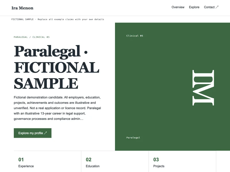 Paralegal web portfolio preview