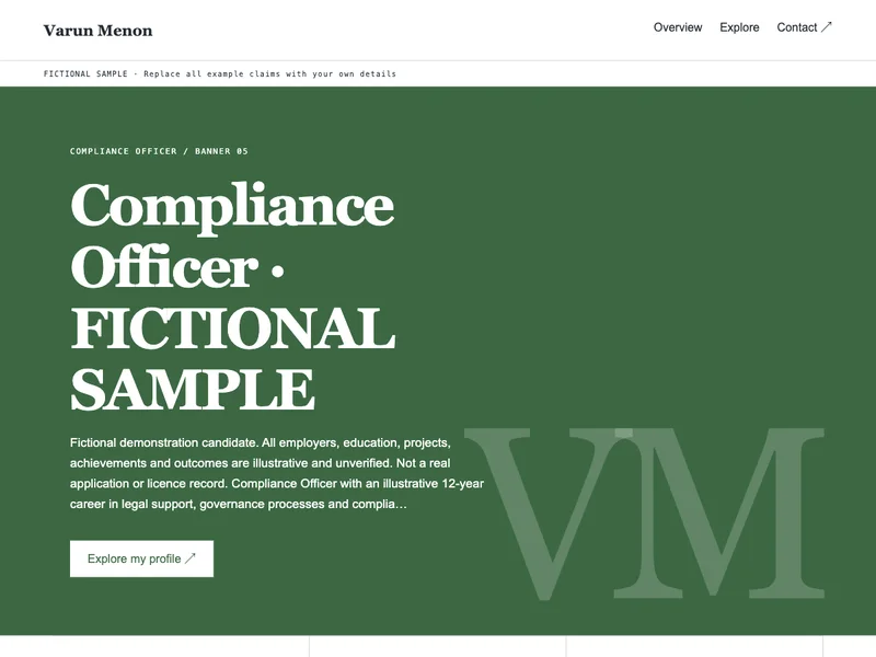 Compliance Officer web portfolio preview