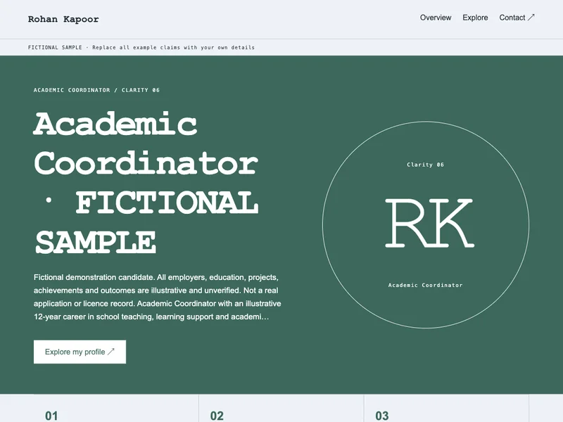 Academic Coordinator web portfolio preview