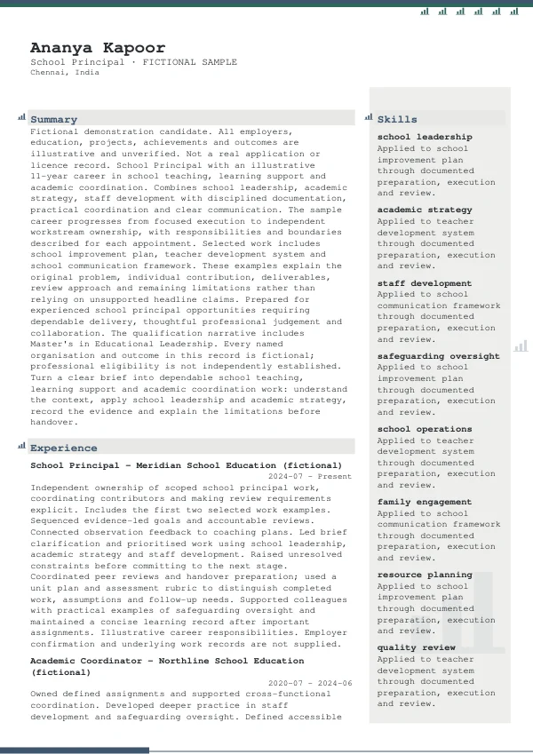School Principal CV — first page