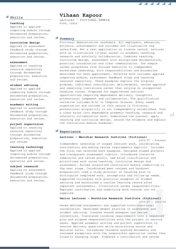 Lecturer CV — first page