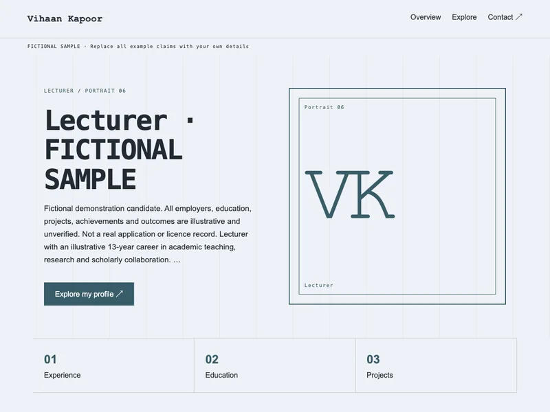 Lecturer web portfolio preview