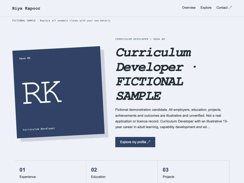 Curriculum Developer web portfolio preview