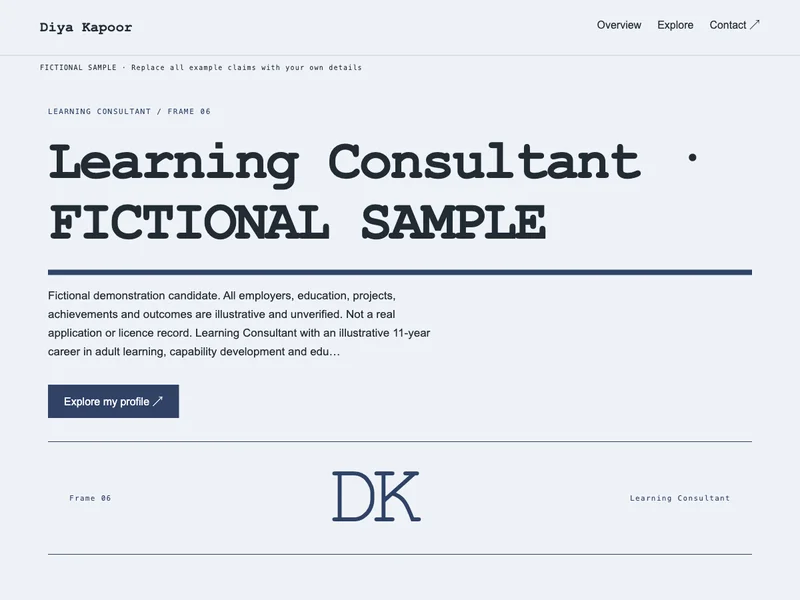 Learning Consultant web portfolio preview