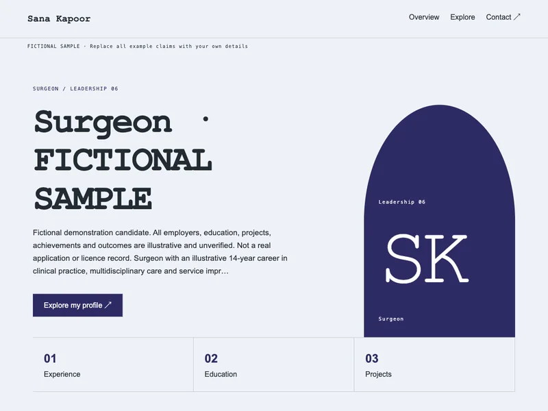 Surgeon web portfolio preview