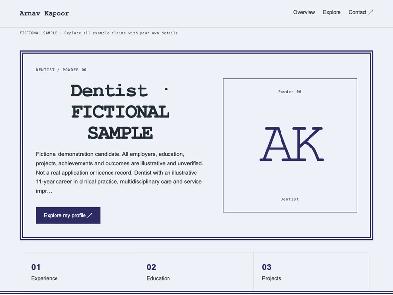 Dentist web portfolio preview