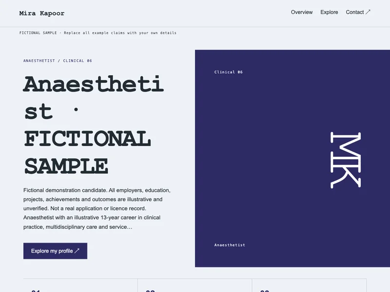 Anaesthetist web portfolio preview