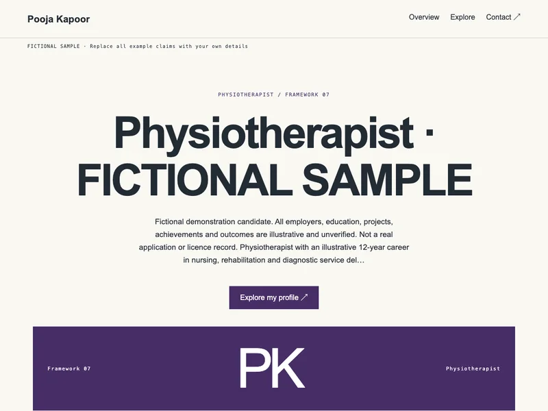 Physiotherapist web portfolio preview
