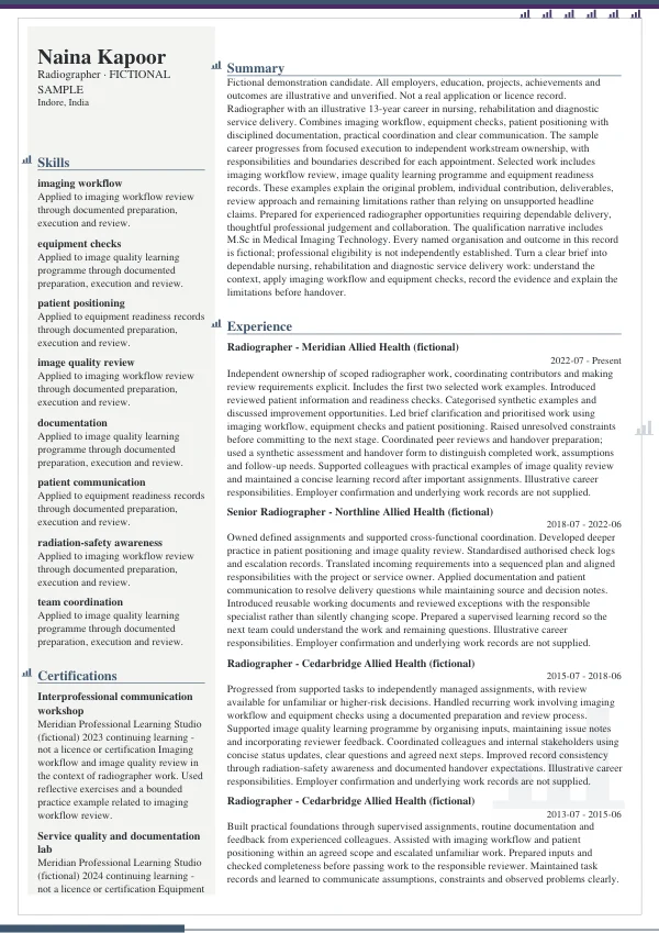 Radiographer CV — first page