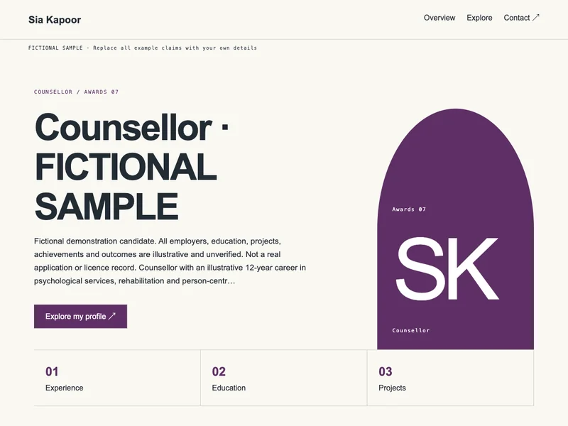 Counsellor web portfolio preview