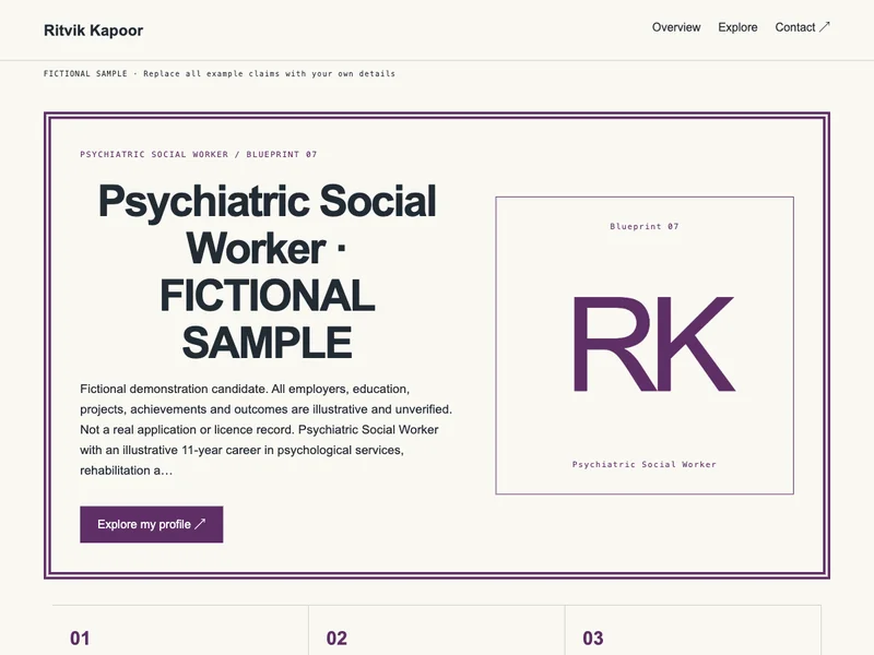 Psychiatric Social Worker web portfolio preview