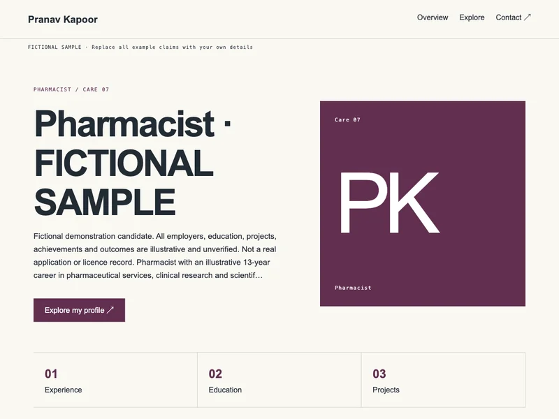 Pharmacist web portfolio preview