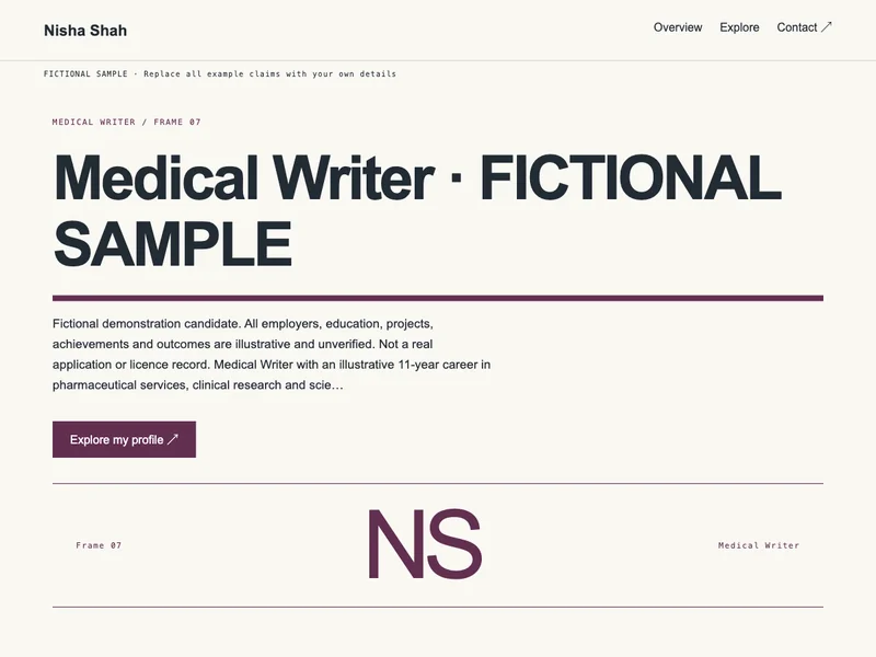 Medical Writer web portfolio preview