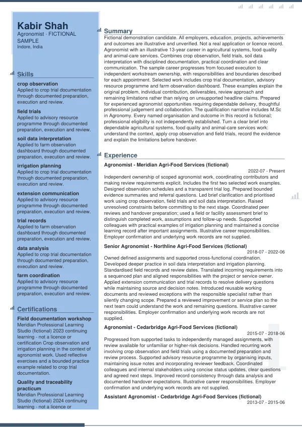 Agronomist CV — first page