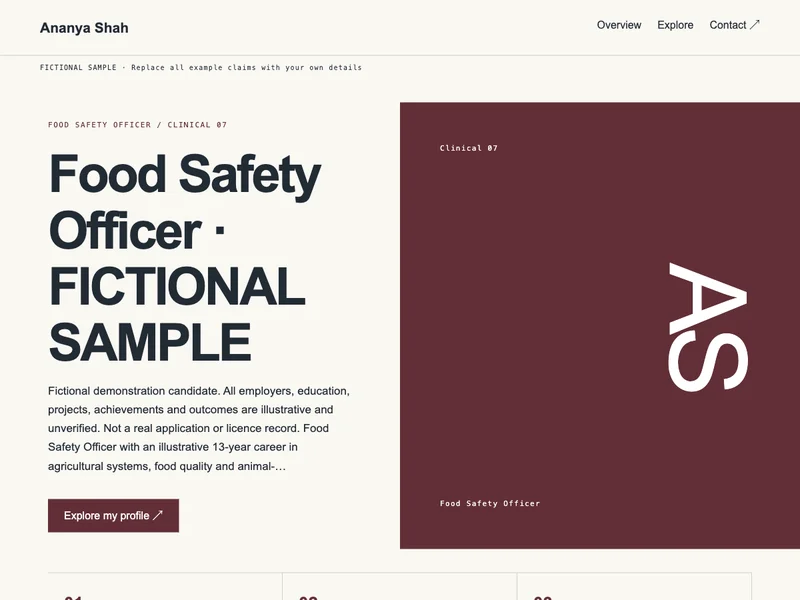 Food Safety Officer web portfolio preview