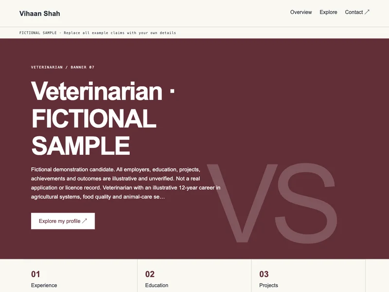 Veterinarian web portfolio preview
