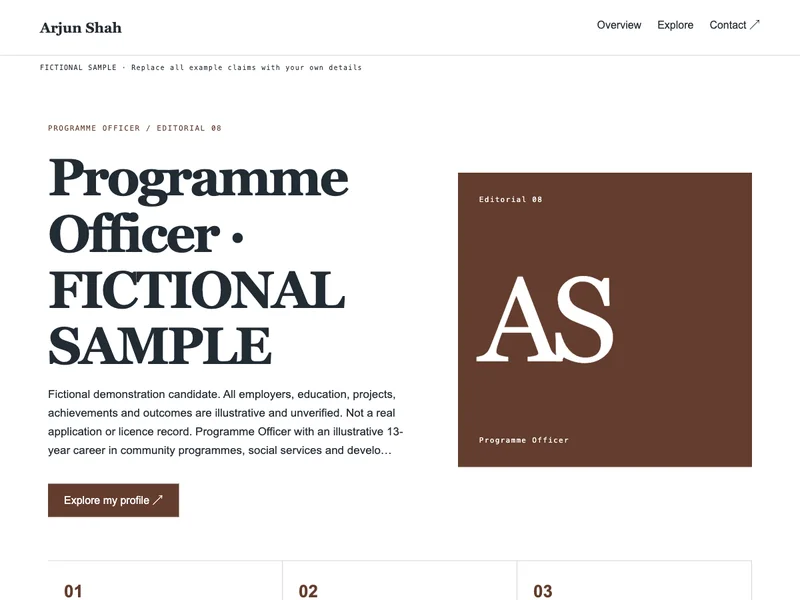 Programme Officer web portfolio preview