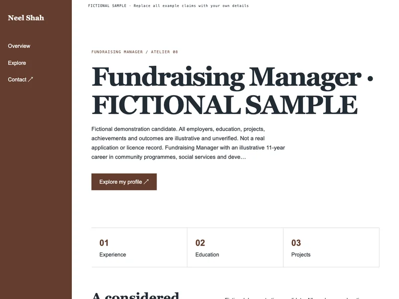 Fundraising Manager web portfolio preview
