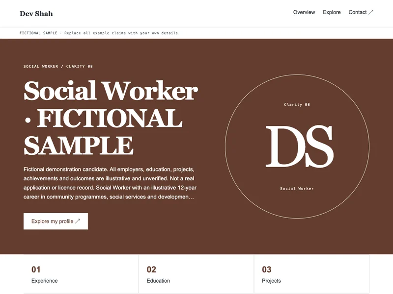 Social Worker web portfolio preview