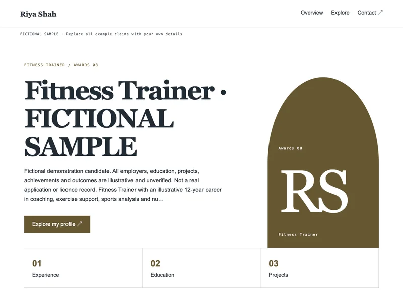 Fitness Trainer web portfolio preview