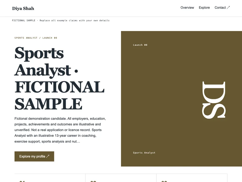 Sports Analyst web portfolio preview