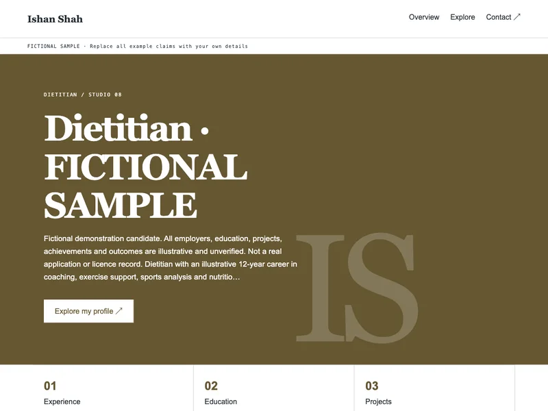 Dietitian web portfolio preview