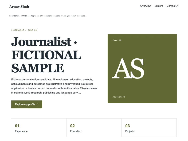 Journalist web portfolio preview