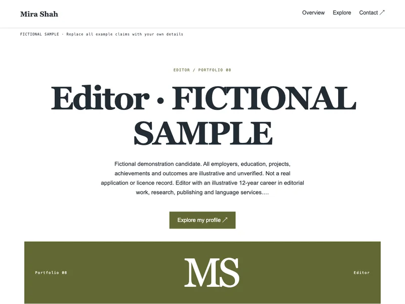 Editor web portfolio preview