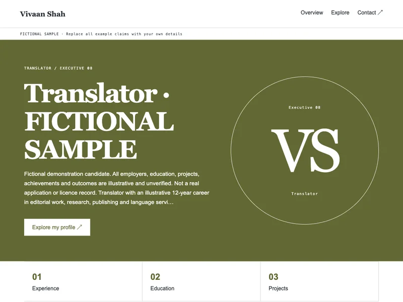 Translator web portfolio preview