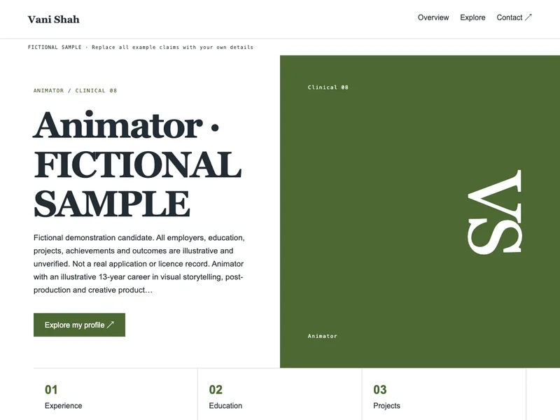 Animator web portfolio preview