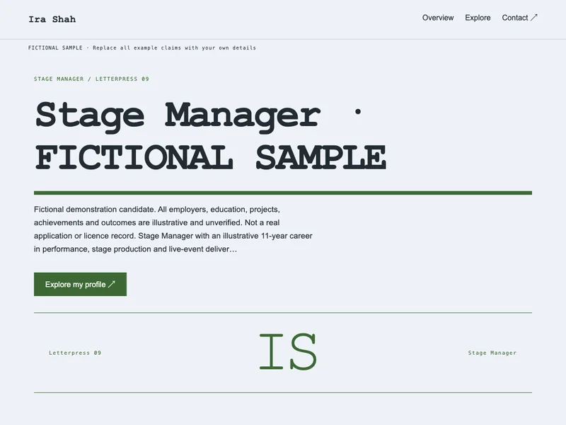 Stage Manager web portfolio preview