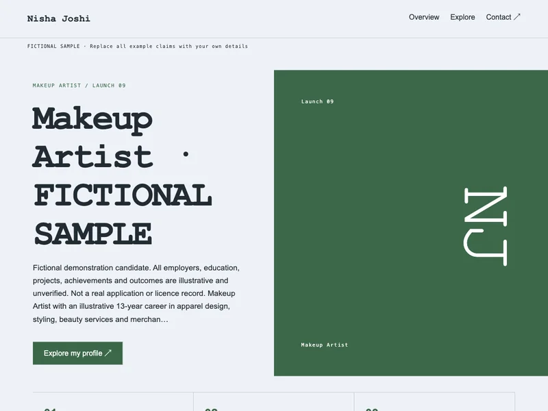 Makeup Artist web portfolio preview