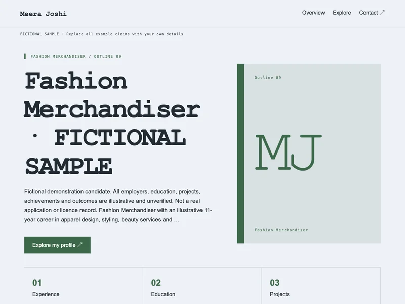 Fashion Merchandiser web portfolio preview