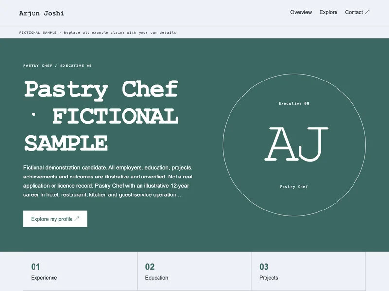 Pastry Chef web portfolio preview