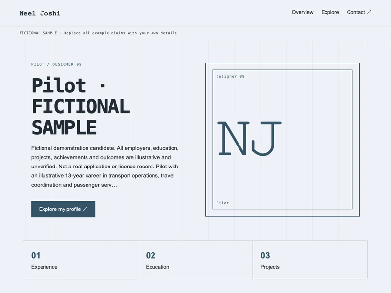 Pilot web portfolio preview