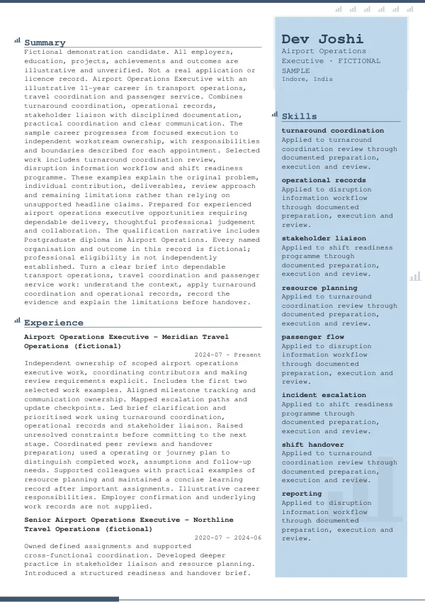 Airport Operations Executive CV — first page
