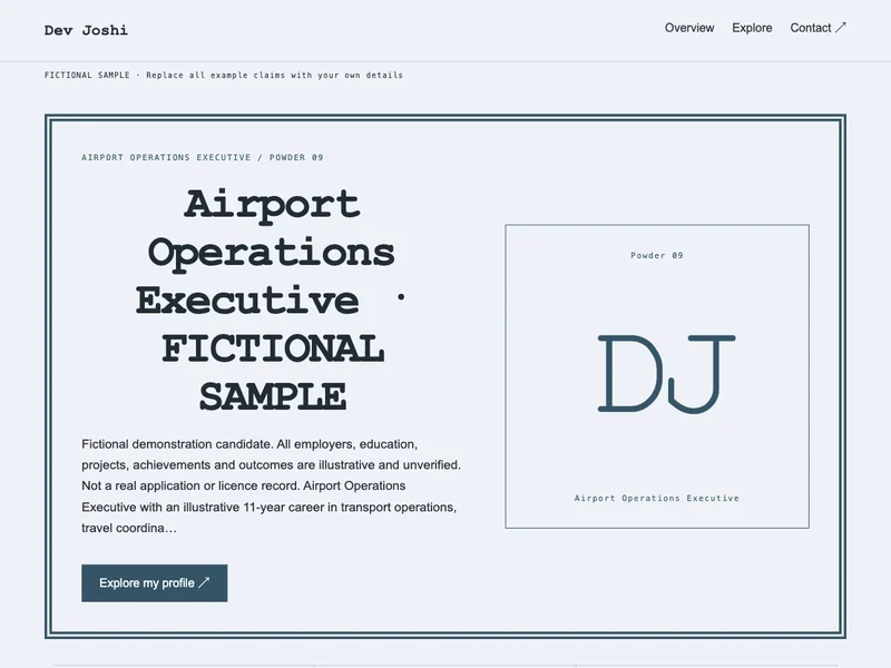 Airport Operations Executive web portfolio preview