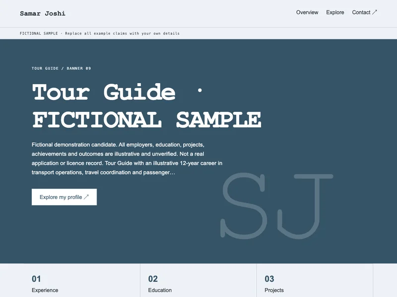 Tour Guide web portfolio preview