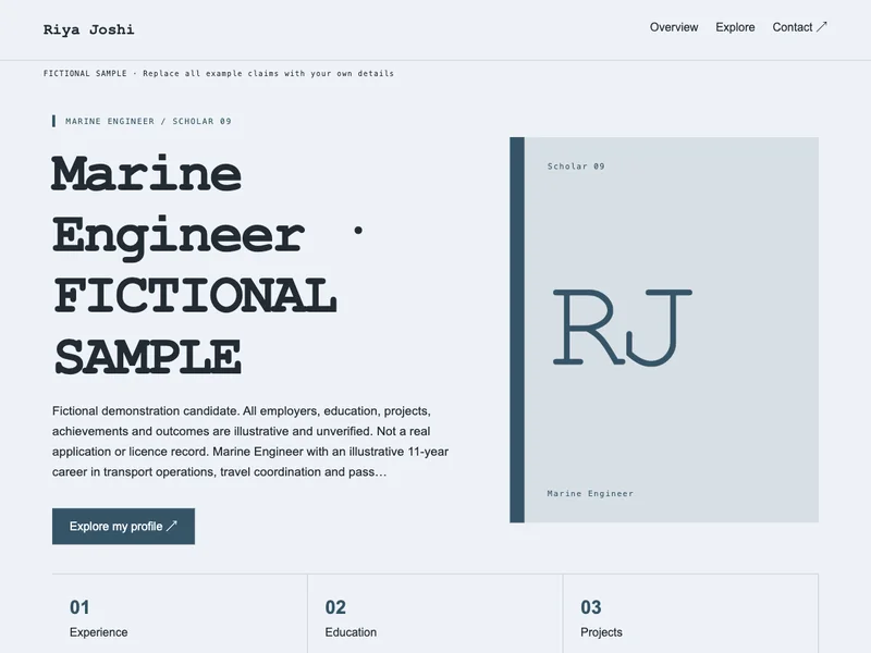Marine Engineer web portfolio preview