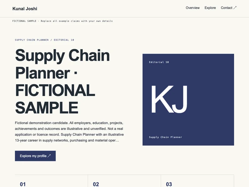 Supply Chain Planner web portfolio preview