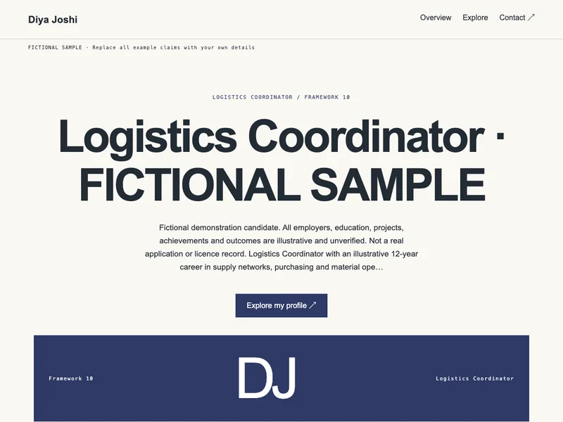 Logistics Coordinator web portfolio preview