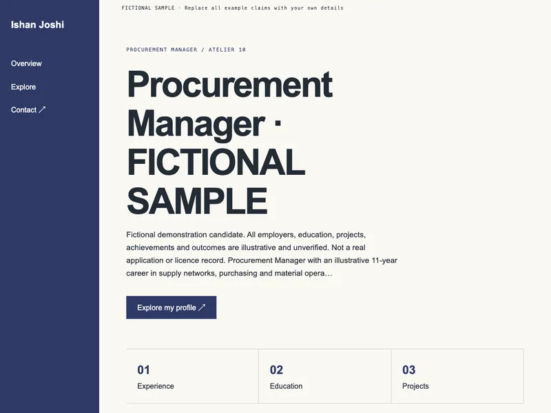 Procurement Manager web portfolio preview